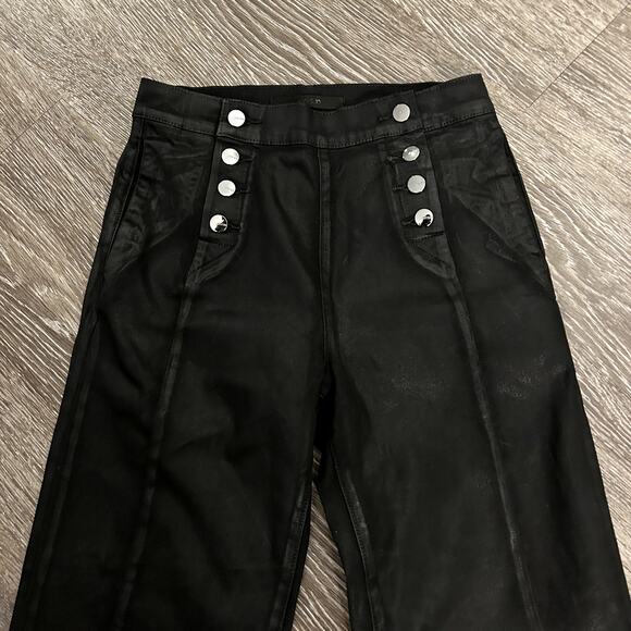 Joe's Jeans Savannah Black Coated Wide Leg Crop Jean Pants Size 26 Sailor Style - Picture 3 of 15